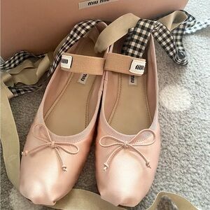 Miu Miu pink satin ballerinas BNIB